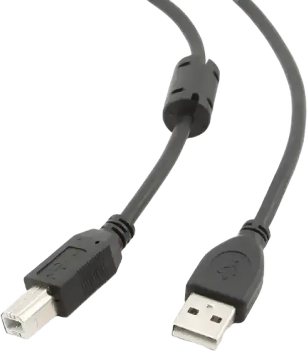 Cablexpert CCFB-USB2-AMBM-1.5M USB 2.0 Printer Cable, Type-A to Type-B, Shielded High Speed Data Cable with Ferrite Core, 1.5m, Black PVC