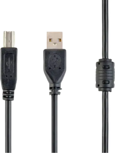Cablexpert CCFB-USB2-AMBM-1.5M USB 2.0 Printer Cable, Type-A to Type-B, Shielded High Speed Data Cable with Ferrite Core, 1.5m, Black PVC