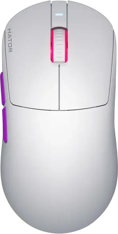 Mouse Gaming Wireless HATOR Quasar 3 Ultra 8K, Alb, Senzor PixArt PAW 3950 30,000 DPI, Rata Polling 8000Hz, Switch-uri Optice, 65g, Conectivitate Tri-mod