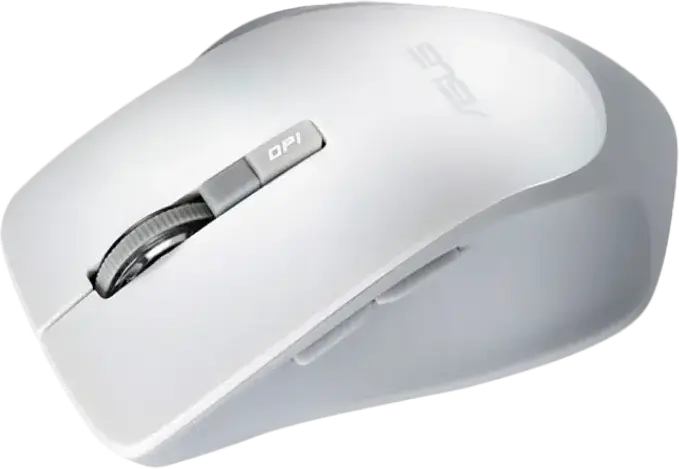 ASUS WT425 Wireless Optical Mouse, White, 2.4GHz RF USB, Adjustable 1000/1600 DPI, 6 Buttons, Silent Click, Ergonomic Easy-Grip, Windows 11/10, Chrome OS