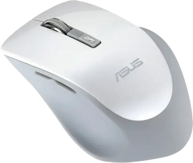 ASUS WT425 Wireless Optical Mouse, White, 2.4GHz RF USB, Adjustable 1000/1600 DPI, 6 Buttons, Silent Click, Ergonomic Easy-Grip, Windows 11/10, Chrome OS