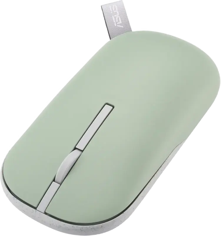 Mouse Wireless ASUS Marshmallow MD100, Optic, Verde, Bluetooth și RF 2.4GHz, 1600 DPI, capace magnetice interschimbabile, curea de transport, compatibil Windows și macOS