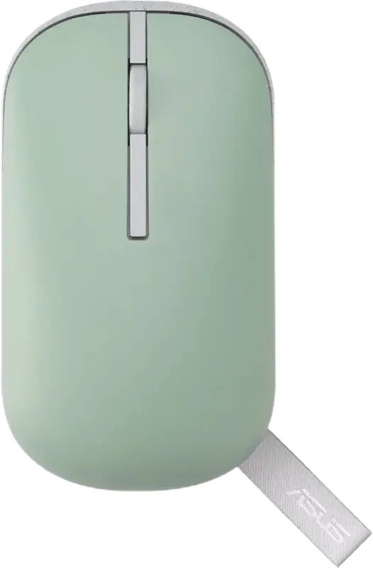 Mouse Wireless ASUS Marshmallow MD100, Optic, Verde, Bluetooth și RF 2.4GHz, 1600 DPI, capace magnetice interschimbabile, curea de transport, compatibil Windows și macOS