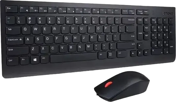 Комплект клавиатуры и мыши Lenovo 4X30L79912 Essential USB, полноразмерная мембранная водонепроницаемая клавиатура, оптическая мышь 1600 dpi, черный