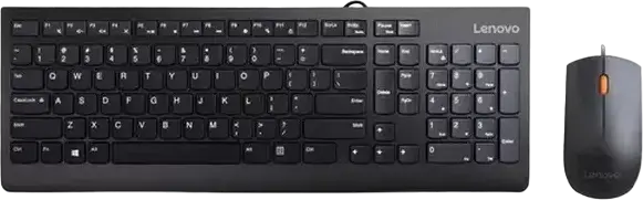 Комплект клавиатуры и мыши Lenovo 4X30L79912 Essential USB, полноразмерная мембранная водонепроницаемая клавиатура, оптическая мышь 1600 dpi, черный