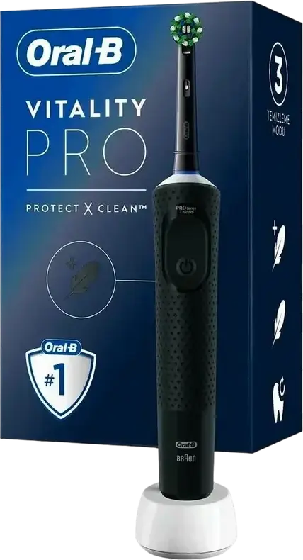 Oral-B Vitality Pro Electric Toothbrush, 3D Action Oscillating-Rotating, 3 Cleaning Modes, 2-Minute Timer, Black, with Cross Action Brush Head