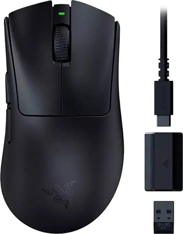 Razer DeathAdder V3 Hyperspeed Wireless Gaming Mouse, 26,000 DPI Optical Sensor, 55g Lightweight Design, Bluetooth & 2.4 GHz, Right-handed, Black