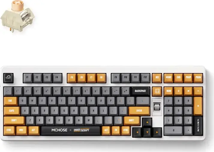 Механическая клавиатура MCHOSE UT98 Unbox Therapy, цвет Retro Therapy, компактный формат 98%, три режима подключения, линейные переключатели Icy Creamsicle, Gasket Mount, 10000мАч