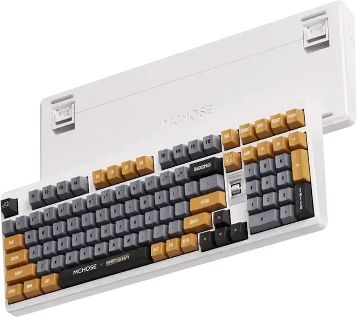 Механическая клавиатура MCHOSE UT98 Unbox Therapy, цвет Retro Therapy, компактный формат 98%, три режима подключения, линейные переключатели Icy Creamsicle, Gasket Mount, 10000мАч