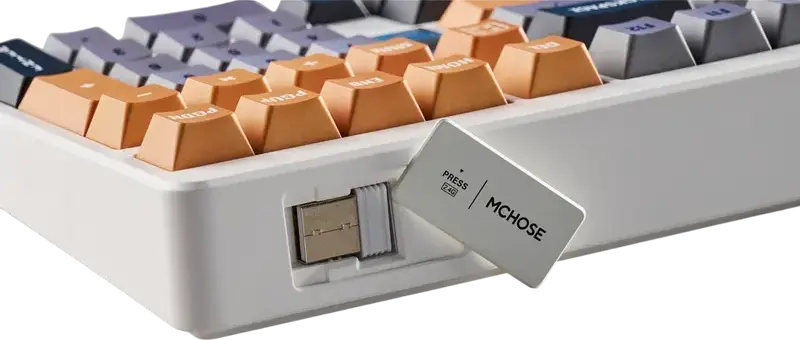 Механическая клавиатура MCHOSE UT98 Unbox Therapy, цвет Retro Therapy, компактный формат 98%, три режима подключения, линейные переключатели Icy Creamsicle, Gasket Mount, 10000мАч