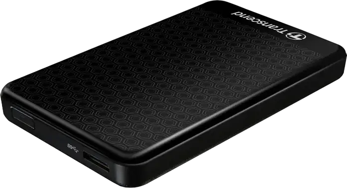 Transcend StoreJet 25A3 Portable External Hard Drive 2.5" HDD 2 TB USB 3.1 Gen 1 5Gbps with Shock Absorber Suspension and One-Touch Auto-Backup
