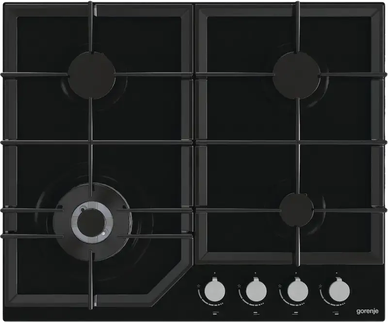Plita Gaze Incorporabila Gorenje GTW 641 KB, 4 Arderetoare cu Double Crown, Sticla Temperata Neagra, Grilaje din Fonta, Aprindere Electrica, 60 cm