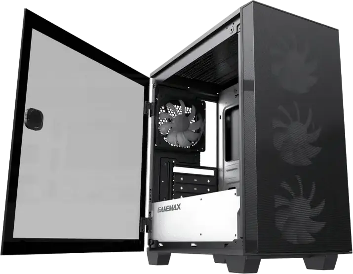 Carcasa Gamemax Aero Mini ECO Micro-ATX Mini Tower, Panou Lateral Sticla Temperata, 4 Ventilatoare 120mm, Fata Mesh, SPCC 0.6mm, Negru