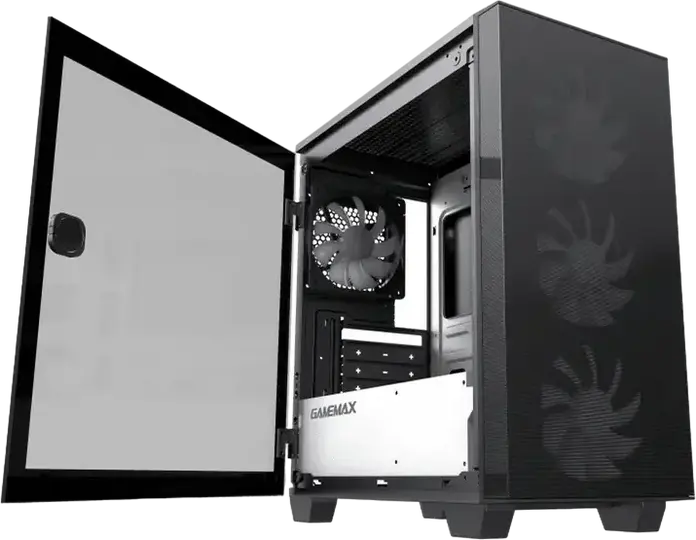 Carcasa Gamemax Aero Mini ECO Micro-ATX Mini Tower, Panou Lateral Sticla Temperata, 4 Ventilatoare 120mm, Fata Mesh, SPCC 0.6mm, Negru