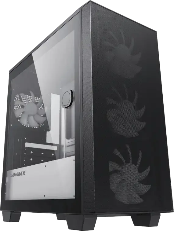 Carcasa Gamemax Aero Mini ECO Micro-ATX Mini Tower, Panou Lateral Sticla Temperata, 4 Ventilatoare 120mm, Fata Mesh, SPCC 0.6mm, Negru