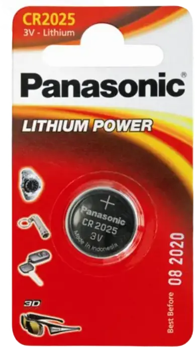 Baterie Panasonic CR2025 3V Litiu tip moneda, Dioxid de Mangan, Capacitate 165 mAh pentru Ceasuri, Telecomenzi, Chei de Masina