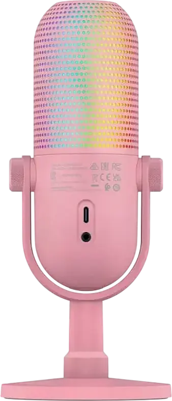 Razer Seiren V3 Chroma USB Gaming Microphone - Quartz, Supercardioid Condenser, Razer Chroma RGB Lighting, Tap-to-Mute Sensor, Gain Control, Desktop Stand