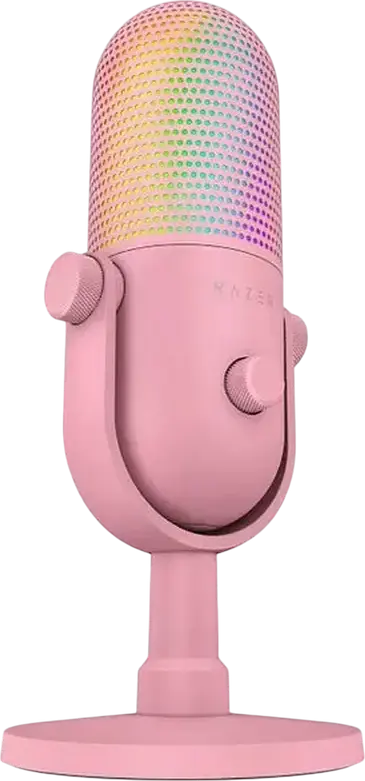 Razer Seiren V3 Chroma USB Gaming Microphone - Quartz, Supercardioid Condenser, Razer Chroma RGB Lighting, Tap-to-Mute Sensor, Gain Control, Desktop Stand