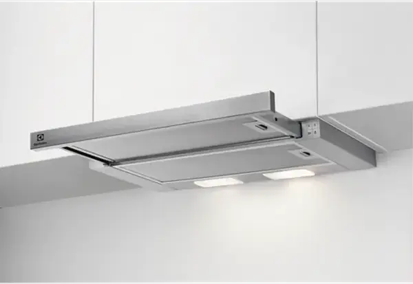 Electrolux LFP326 Integrated Telescopic Hood, Silver, 60 cm, 410 m3/h Max Extraction, 3 Speed Settings, LED Lighting, Energy Class C