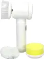 Handheld Electric Cleaning Brush Scrubber with Nylon Bristle, Sponge, and Microfiber Scrubbing Pads, Battery Operated Power Scrubber for General Surfaces, White