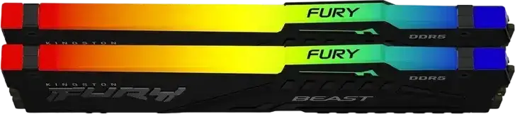 Kit Memorie RAM Kingston FURY Beast RGB 32GB (2x16GB) DDR5 6400MHz PC5-48000 CL32 KF564C32BBEAK2-32 Intel XMP 3.0 AMD EXPO Negru