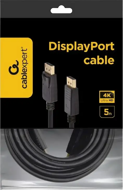Cablu Video Cablexpert CC-DP2-5M DisplayPort - DisplayPort, Rezolutie 4K Ultra HD 3840 x 2160 @ 60Hz, Conectori Platinati cu Aur, Negru, 5m