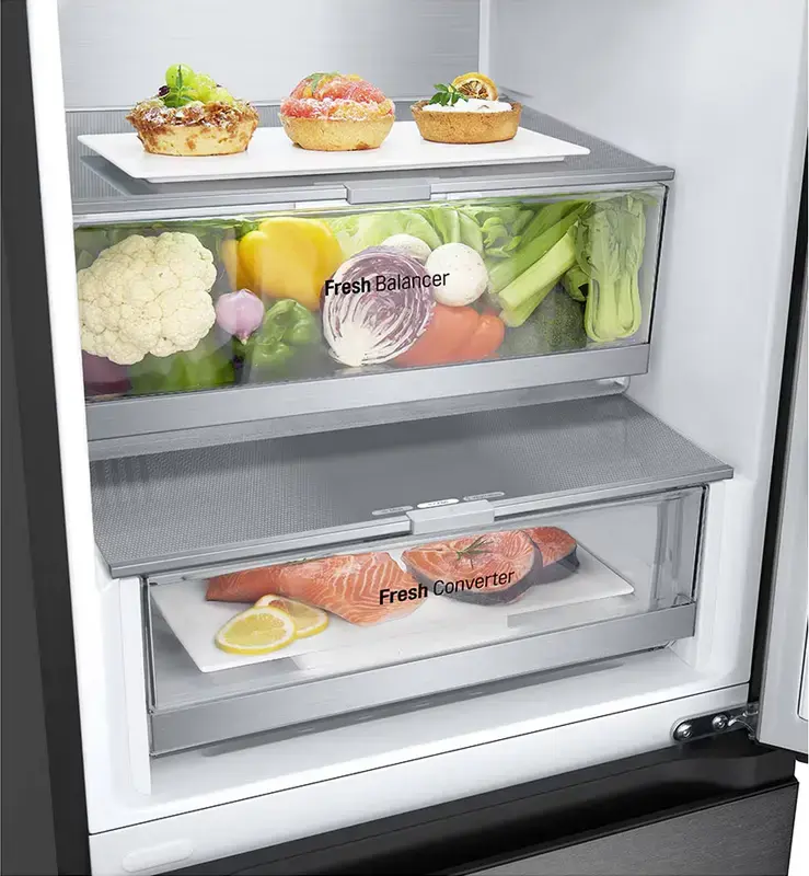 LG GBV7280 Combi Refrigerator Bottom Freezer 419L Energy Class B Color: Black Door Cooling+ Inverter Linear Compressor Freestanding 203 cm