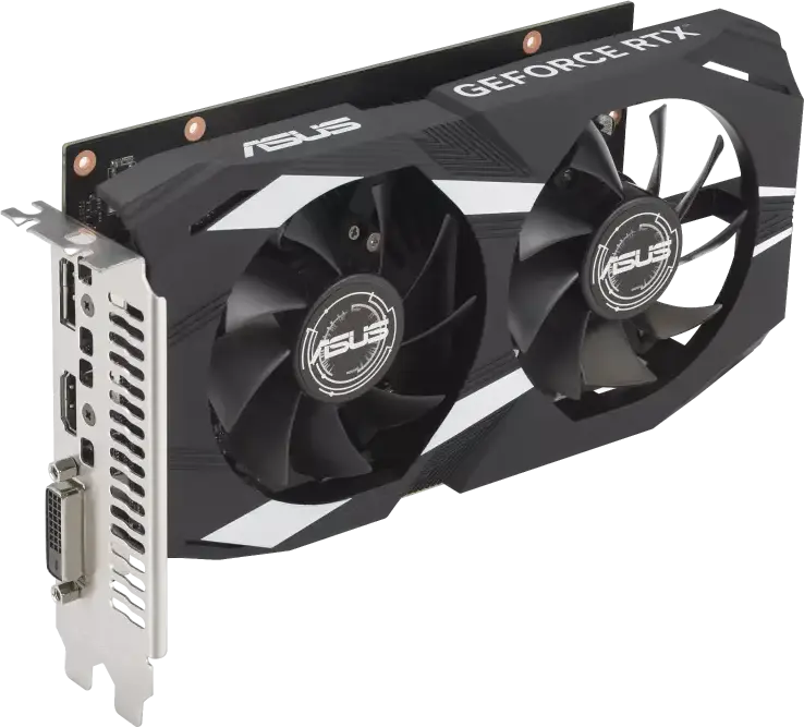 ASUS Dual GeForce RTX 3050 Graphics Card DUAL-RTX3050-O6G, 6GB GDDR6, NVIDIA Ampere, OC Mode 1537 MHz, HDMI 2.1, DisplayPort 1.4a, Dual Fan Cooling