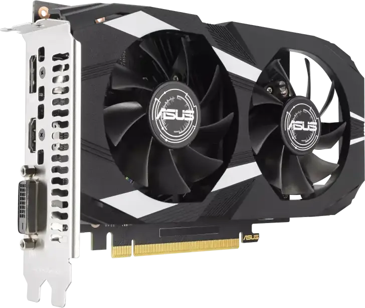 ASUS Dual GeForce RTX 3050 Graphics Card DUAL-RTX3050-O6G, 6GB GDDR6, NVIDIA Ampere, OC Mode 1537 MHz, HDMI 2.1, DisplayPort 1.4a, Dual Fan Cooling