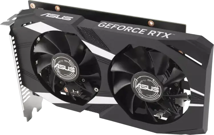 ASUS Dual GeForce RTX 3050 Graphics Card DUAL-RTX3050-O6G, 6GB GDDR6, NVIDIA Ampere, OC Mode 1537 MHz, HDMI 2.1, DisplayPort 1.4a, Dual Fan Cooling