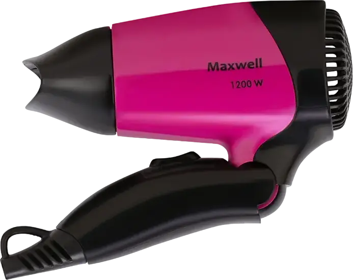 Maxwell MW-2007 Compact Hair Dryer 1200W, Foldable Handle, Cold Air Shot, Overheating Protection, 2 Temperature and Speed Settings with Concentrator Nozzle