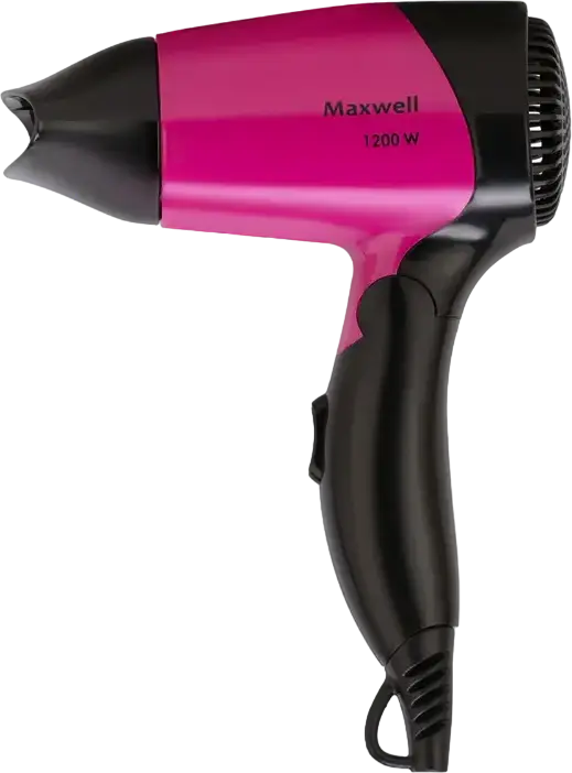 Maxwell MW-2007 Compact Hair Dryer 1200W, Foldable Handle, Cold Air Shot, Overheating Protection, 2 Temperature and Speed Settings with Concentrator Nozzle