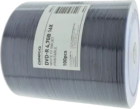 Omega 44245 DVD-R 4.7 GB 16x Write Speed White Inkjet Printable Discs 120 mm