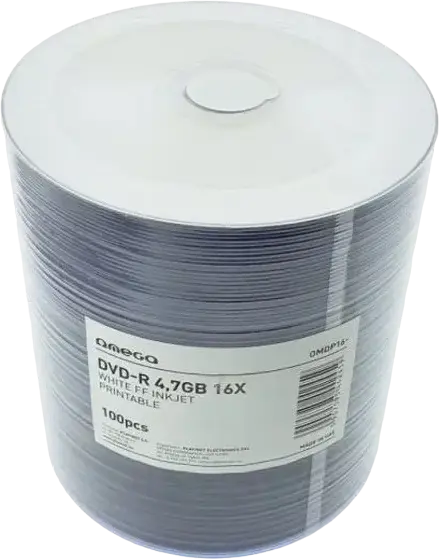 Omega 44245 DVD-R 4.7 GB 16x Write Speed White Inkjet Printable Discs 120 mm