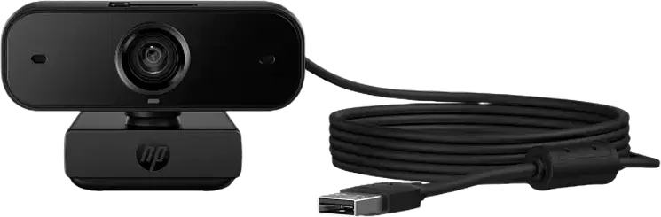 HP 430 FHD Webcam, 1080p Full HD, 30fps, Autofocus, 85° FOV, Built-in Microphone, Privacy Shutter, USB Type-A, Universal Clip, Black