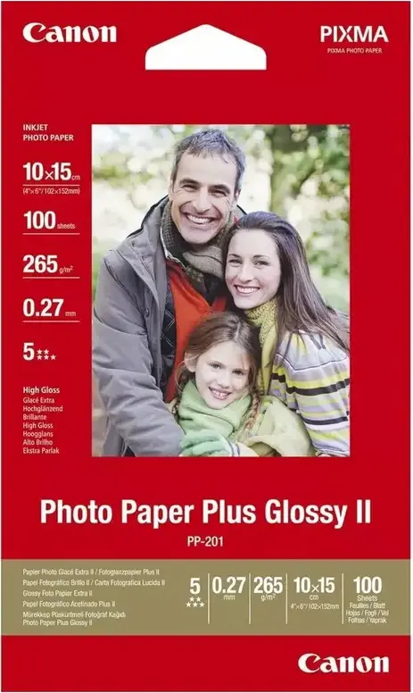 Hârtie fotografică Canon PP-201 Glossy II Photo Paper Plus, 4X6", 10x15 cm