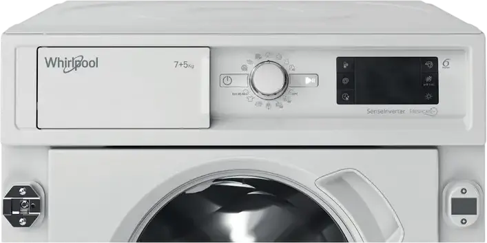 Встраиваемая стирально-сушильная машина Whirlpool BI WDWG 751482 EU N, 7кг стирка/5кг сушка, 1400 об/мин, инверторный двигатель, 6th Sense, белая