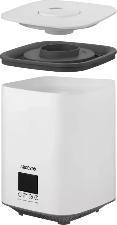 Ardesto USH-H-26W Ultrasonic Air Humidifier, 3.1L Top-Fill Tank, LCD Display with Hygrostat 40-90%, 3 Steam Modes, Timer, Auto Shut-off, White