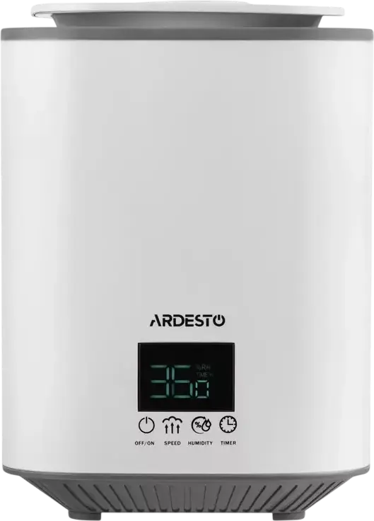 Ardesto USH-H-26W Ultrasonic Air Humidifier, 3.1L Top-Fill Tank, LCD Display with Hygrostat 40-90%, 3 Steam Modes, Timer, Auto Shut-off, White