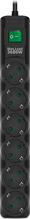 Prelungitor electric SVEN SF-06E-16, 6 Prize, 3m, Negru