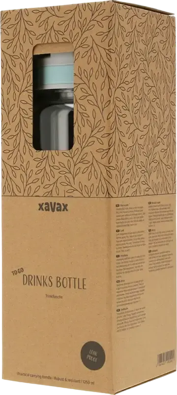 Xavax 181593 Leak-Proof Plastic Drinks Bottle, 1250 ml Capacity, Transparent with Practical Carrying Handle, 9.5 cm Diameter