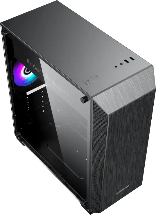 Gamemax Nova N5 Midi-Tower Gaming Case, Tempered Glass Side Panel, Mesh Front, ATX/M-ATX/ITX Support, ARGB Strip, 120mm FRGB Fan, Black