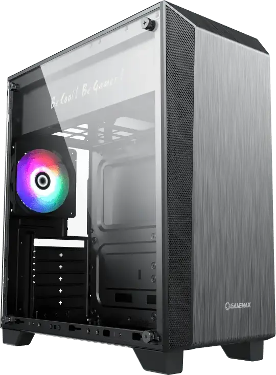 Gamemax Nova N5 Midi-Tower Gaming Case, Tempered Glass Side Panel, Mesh Front, ATX/M-ATX/ITX Support, ARGB Strip, 120mm FRGB Fan, Black