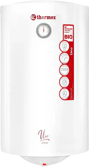 Водонагреватель электрический Thermex Uno 50 V slim, накопительный бойлер 50 л, вертикальный, покрытие Bioglass, магниевый анод, 1500 Вт, белый