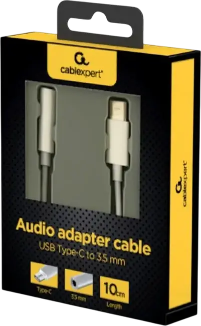 Cablexpert A-CM-3.5F-01 USB Type-C to 3.5mm 4-pin Female Audio Adaptor, Analog Interface for Audio and Microphone Support, White, 10 cm