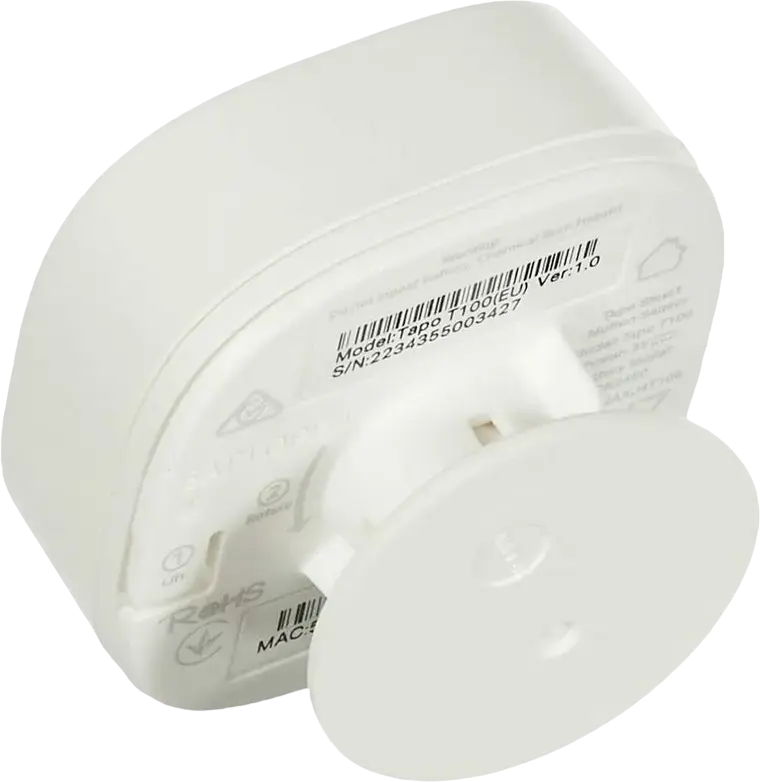 TP-Link Tapo T100 Smart Motion Sensor, 7m Detection Range, 120 Degree Viewing Angle, 3 Sensitivity Levels, Battery Powered, White