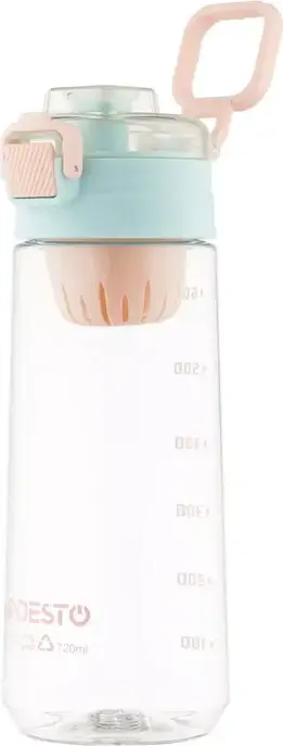 Sticla reutilizabila din plastic Ardesto AR2272 720ml, Albastru, fara BPA, cu cosa pentru infuzat removabila, scala de masurare si curea de transport