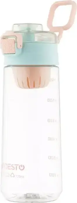 Sticla reutilizabila din plastic Ardesto AR2272 720ml, Albastru, fara BPA, cu cosa pentru infuzat removabila, scala de masurare si curea de transport