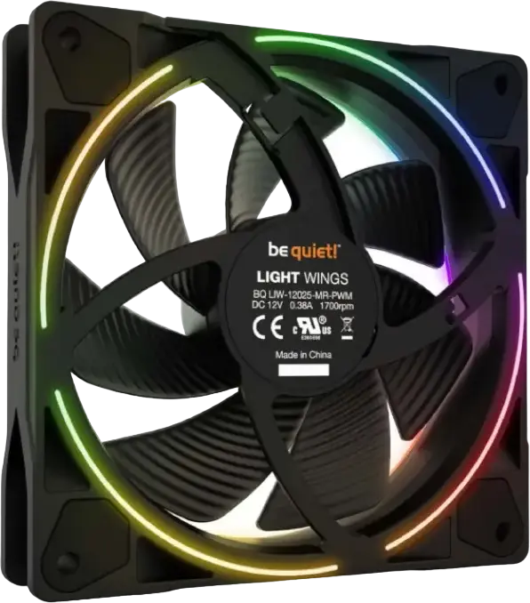 Ventilator be quiet! Light Wings 120mm PWM BL072, Iluminare ARGB LED, Viteza 1700 RPM, Rulment Rifle, Conector 4-pin PWM, Negru