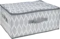 Clothes Storage Organizer 25016, Rectangular Grey-White Wave Pattern Storage Bag with Zipper Closure and Carrying Handle